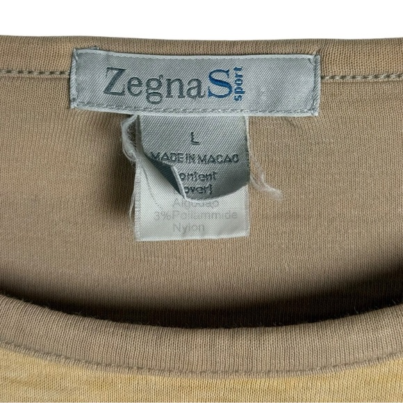 Zegna Sport Striped Long Sleeve Shirt Size Large Tan Cotton Vintage Y2K 90s - Picture 2 of 6